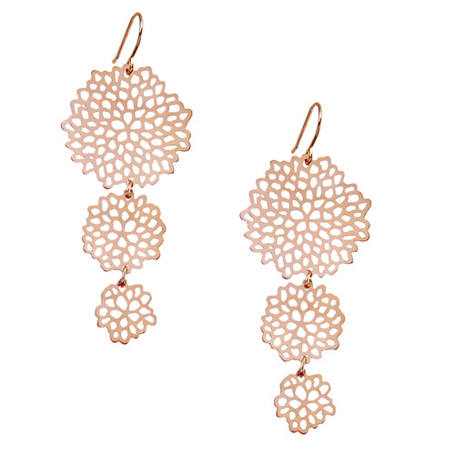Cascading Pom Pom Earrings on a white background