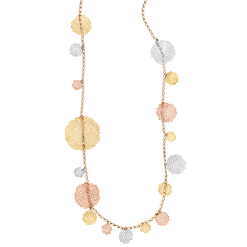 Pom Pom Layering Necklace on a white background