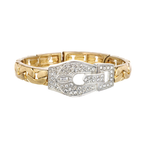 Pavé Belt Buckle Stretch Bracelet on a white background