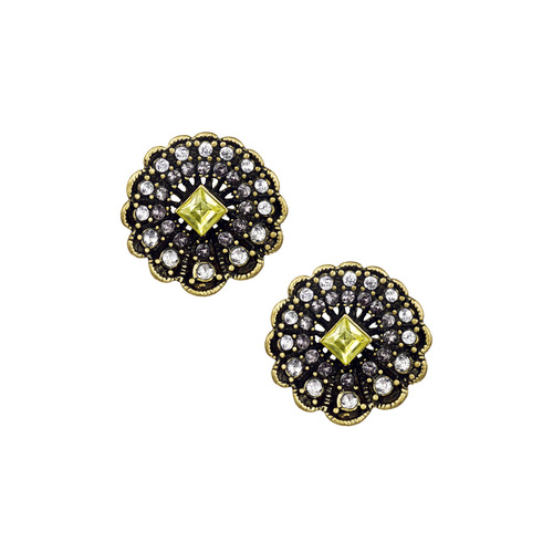 Scalloped Edge Button Earrings on a white background