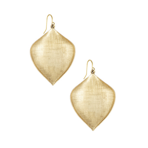 Textured Leaf Drop Earrings on a white background