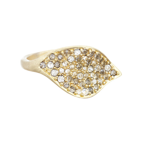 Pavé Leaf Ring on a white background