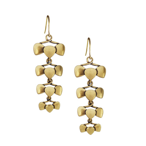 Metal Teardrop Linear Earrings on a white background