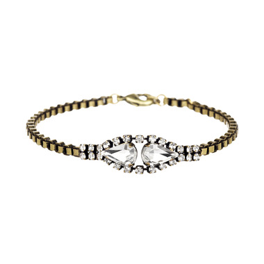 Petite Pear + Chain Bracelet on a white background