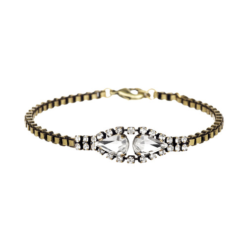 Petite Pear + Chain Bracelet on a white background