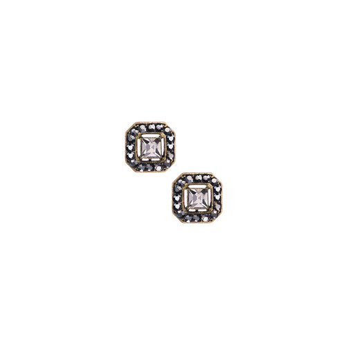 Crystal Square Stud Earrings on a white background
