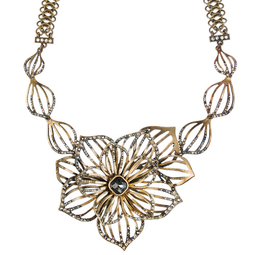 Cut Out Flower + Petal Collar Necklace on a white background