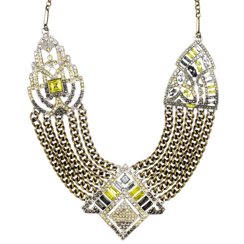 Art Deco Chain Swag Statement Necklace on a white background